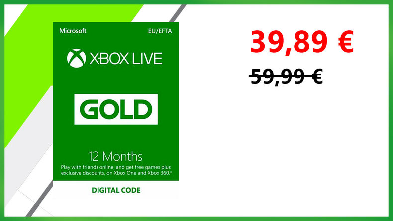 Abonnement Xbox Live Gold pas cher : 12 mois pour 39,89 € au lieu de 59,99  € | Xbox One - Xboxygen